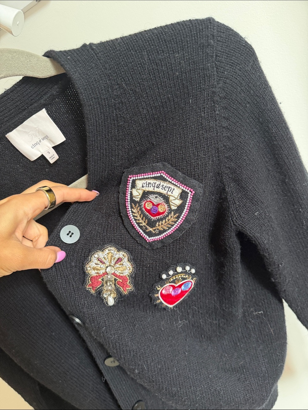 cinq a sept Black Embellished Women's Cardigan - Picture 3 of 3